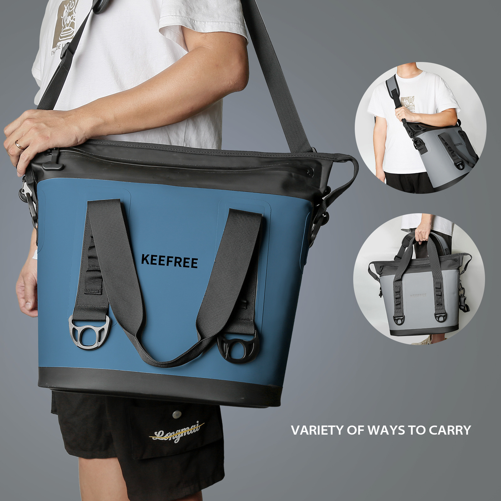 Hand and shoulder carry references for 25L insulated tote