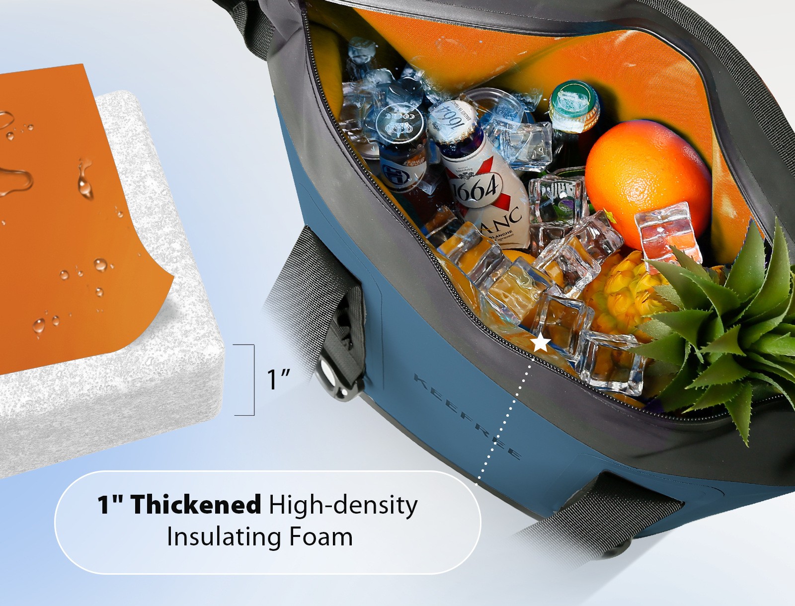Insulation layer and open compartment detail on 25L TPU cooler