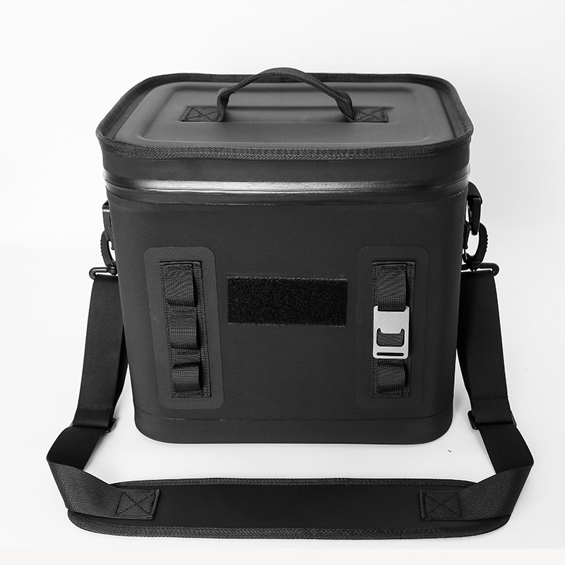 Black 6L TPU camping ice bag with shoulder strap