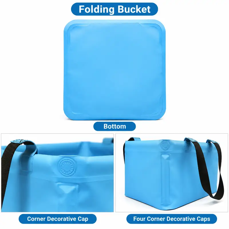Square Folding Fishing Bucket — Panel and rim construction