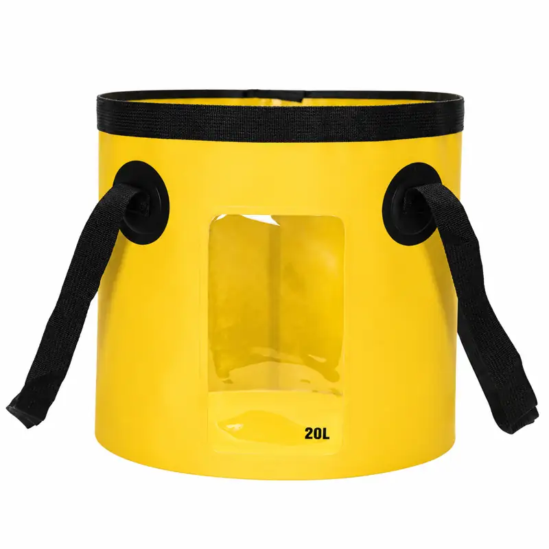 Clear-Window Collapsible Fishing Bucket — Yellow colour reference