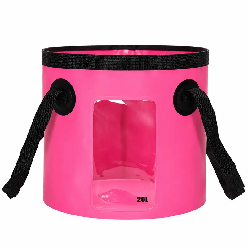 Clear-Window Collapsible Fishing Bucket — Pink colour reference