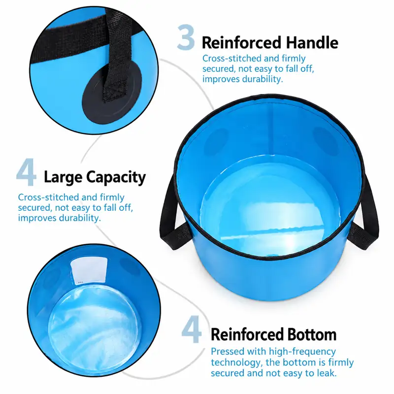Clear-Window Collapsible Fishing Bucket — Handle attachment and window details