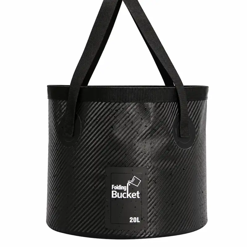 Carbon-Pattern Collapsible Fishing Bucket