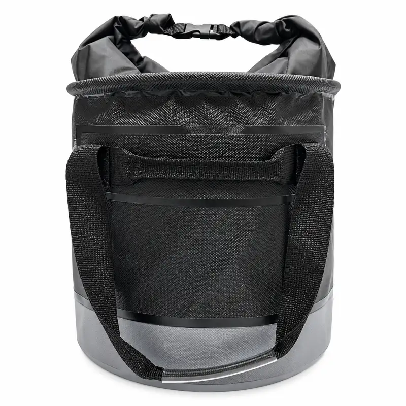 Drawstring Collapsible Fishing Bucket with Mesh Pocket
