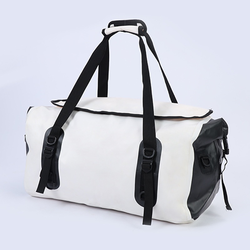 40L / 60L / 90L PVC Waterproof Motorcycle Gear Duffel — construction and carrying detail