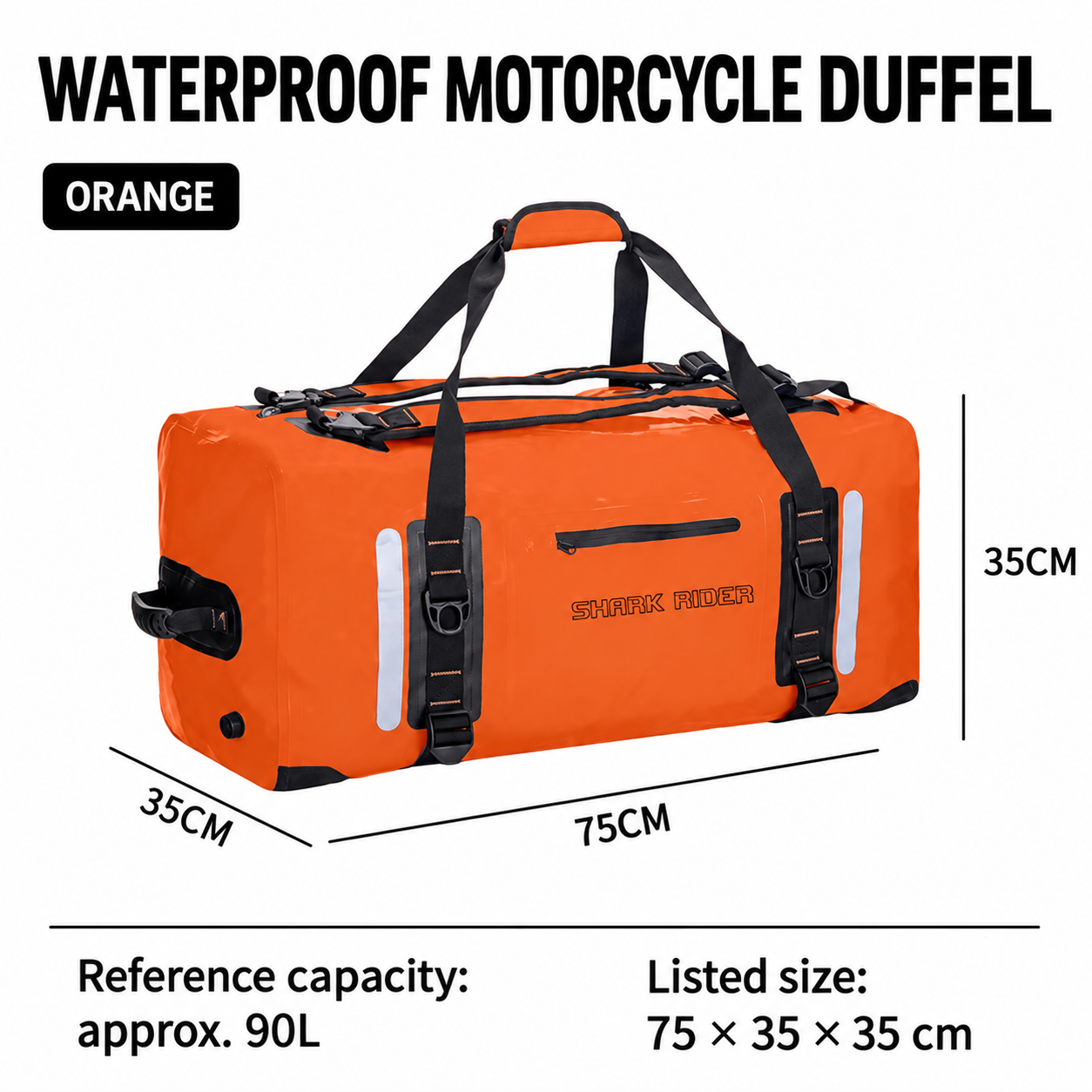 40L / 90L Square Waterproof Motorcycle Duffel — English product information