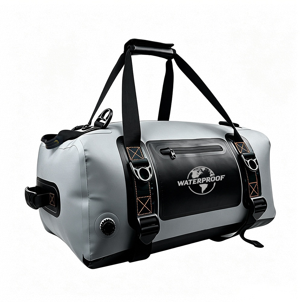 60L / 90L Convertible Waterproof Motorcycle Duffel — construction and carrying detail