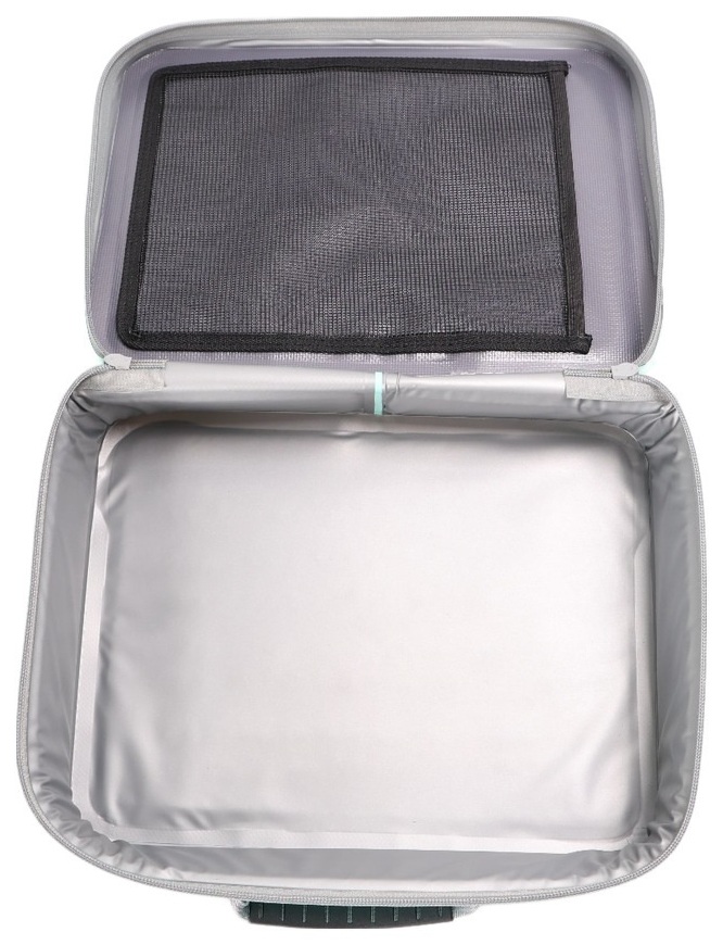 Open upper cooler box and lid mesh organiser