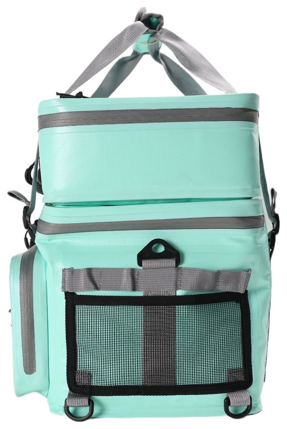 Rear view of modular cooler and exterior mesh storage