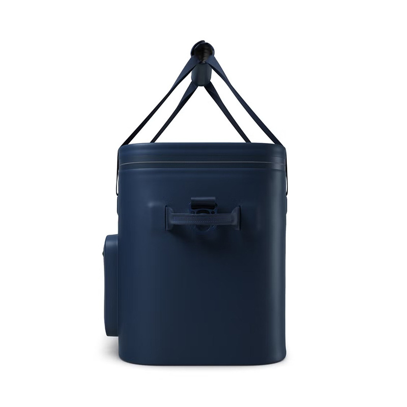 Long-handle carry layout on rectangular TPU picnic cooler