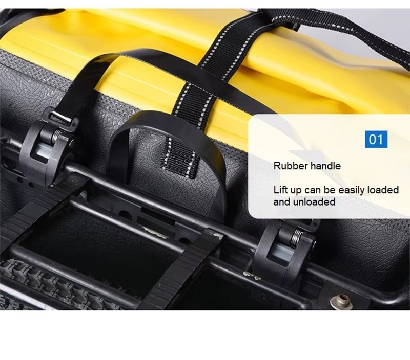 30L Roll-Top Waterproof Bicycle Commuter Pannier — carrying and construction detail