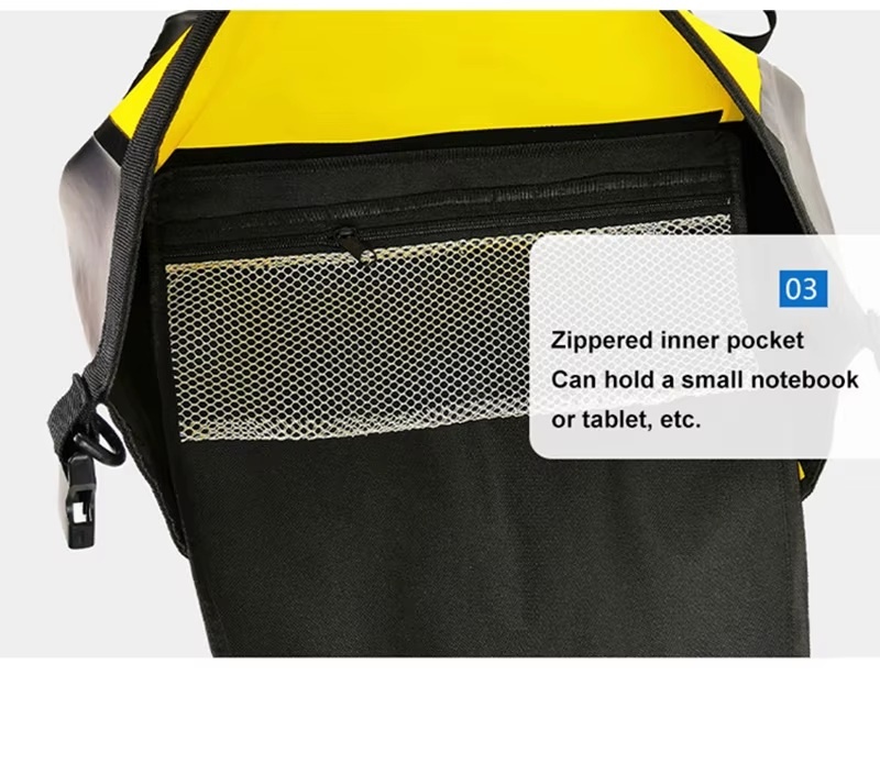 30L Roll-Top Waterproof Bicycle Commuter Pannier — carrying and construction detail