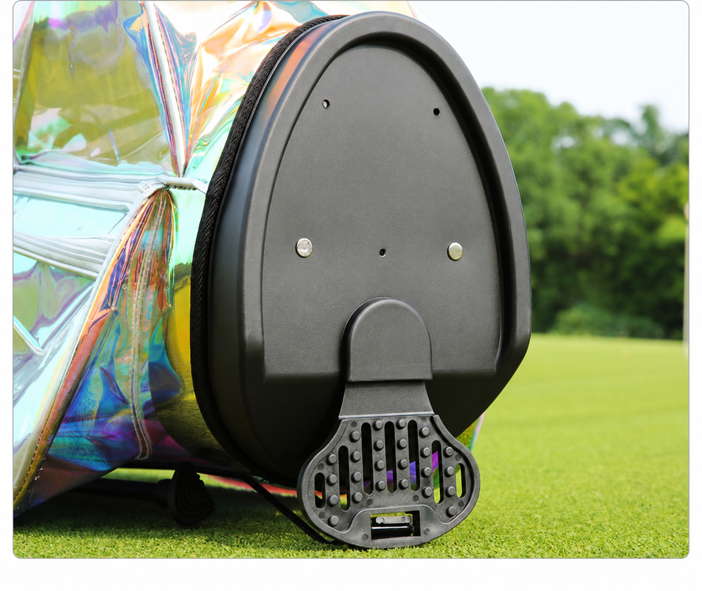 Iridescent TPU Waterproof Golf Stand Bag — carrying and construction detail