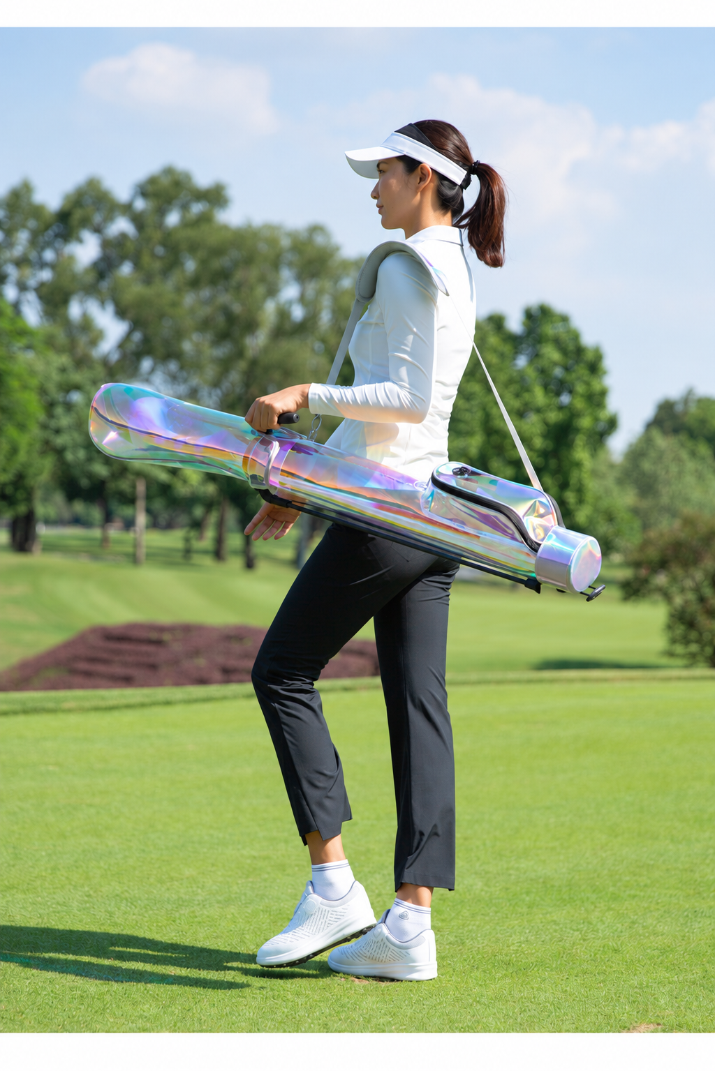Lightweight TPU Waterproof Golf Pencil Stand Bag — carrying and construction detail