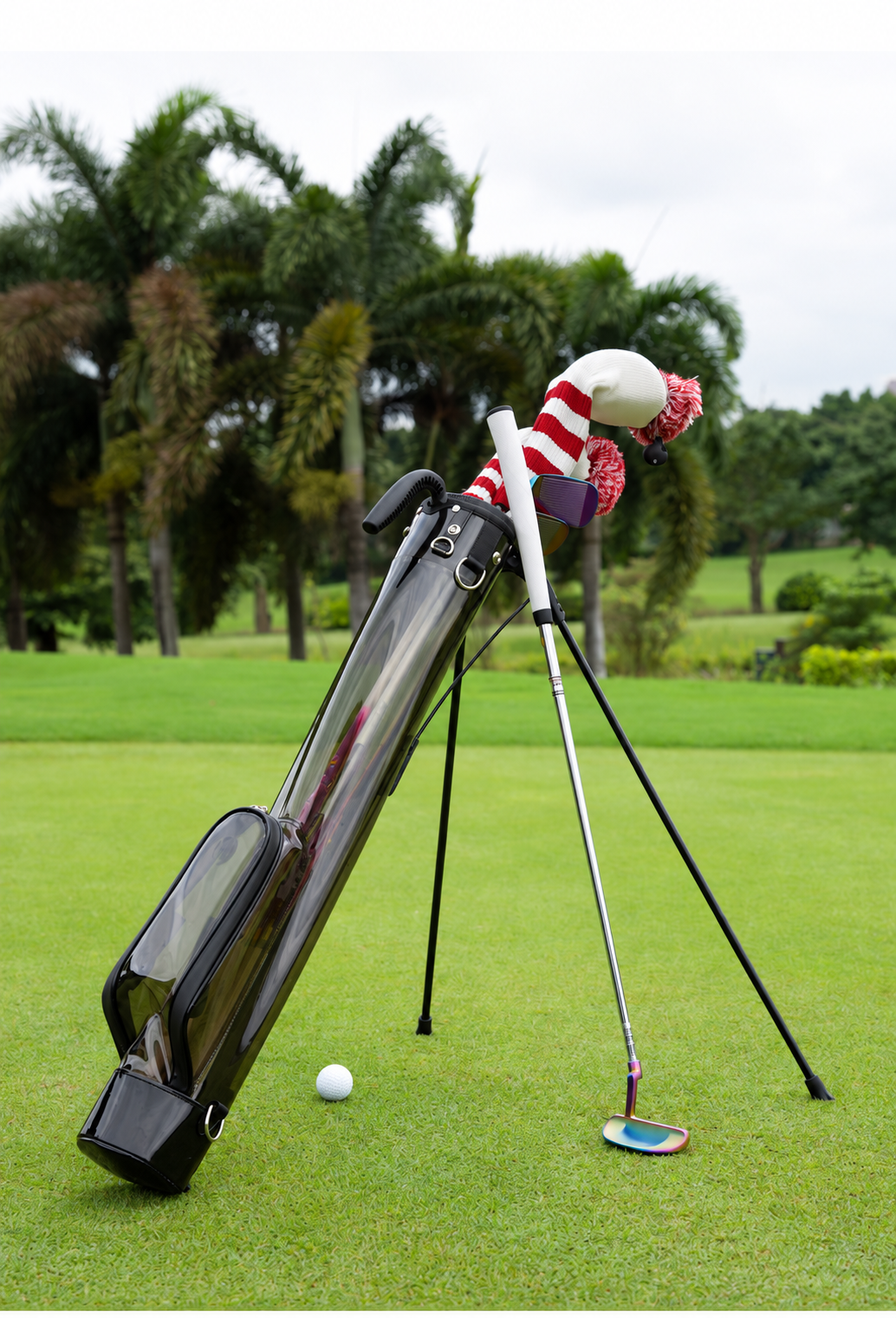 Lightweight TPU Waterproof Golf Pencil Stand Bag — carrying and construction detail