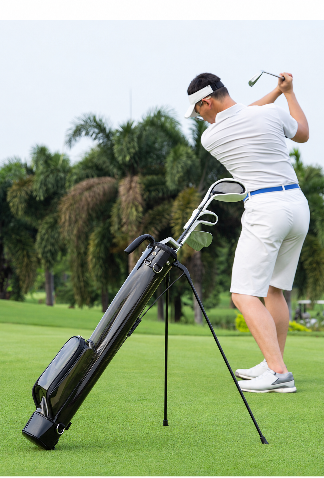 Lightweight TPU Waterproof Golf Pencil Stand Bag — carrying and construction detail