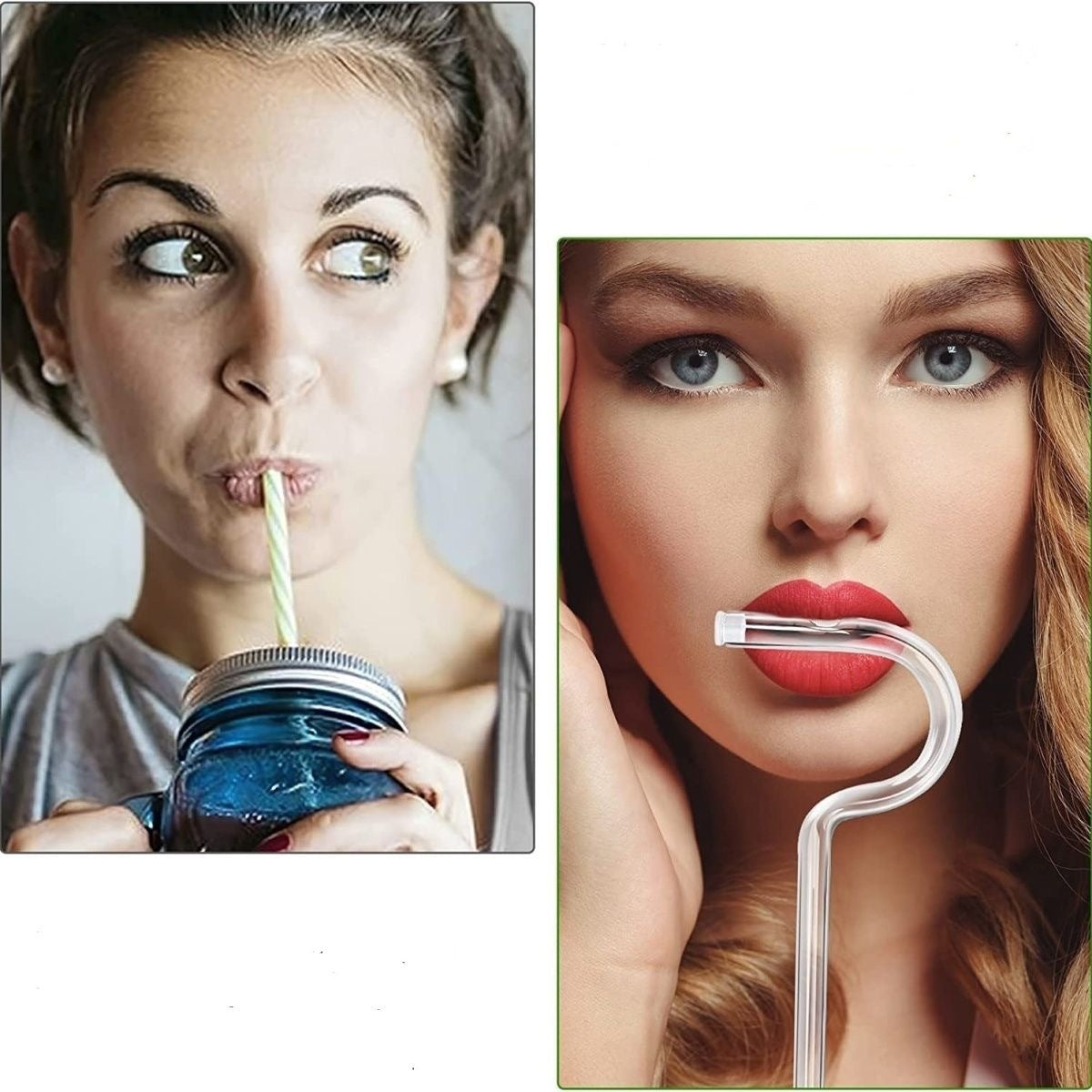 2straw 1cleaningbrush Can Be Used Repeatedly Original Glass Drinking Straw, Flute Style Design For Engaging Lips Horizontally, Anti Wrinkle.